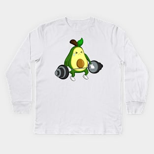 Avocado at Fitness with Barbell Kids Long Sleeve T-Shirt